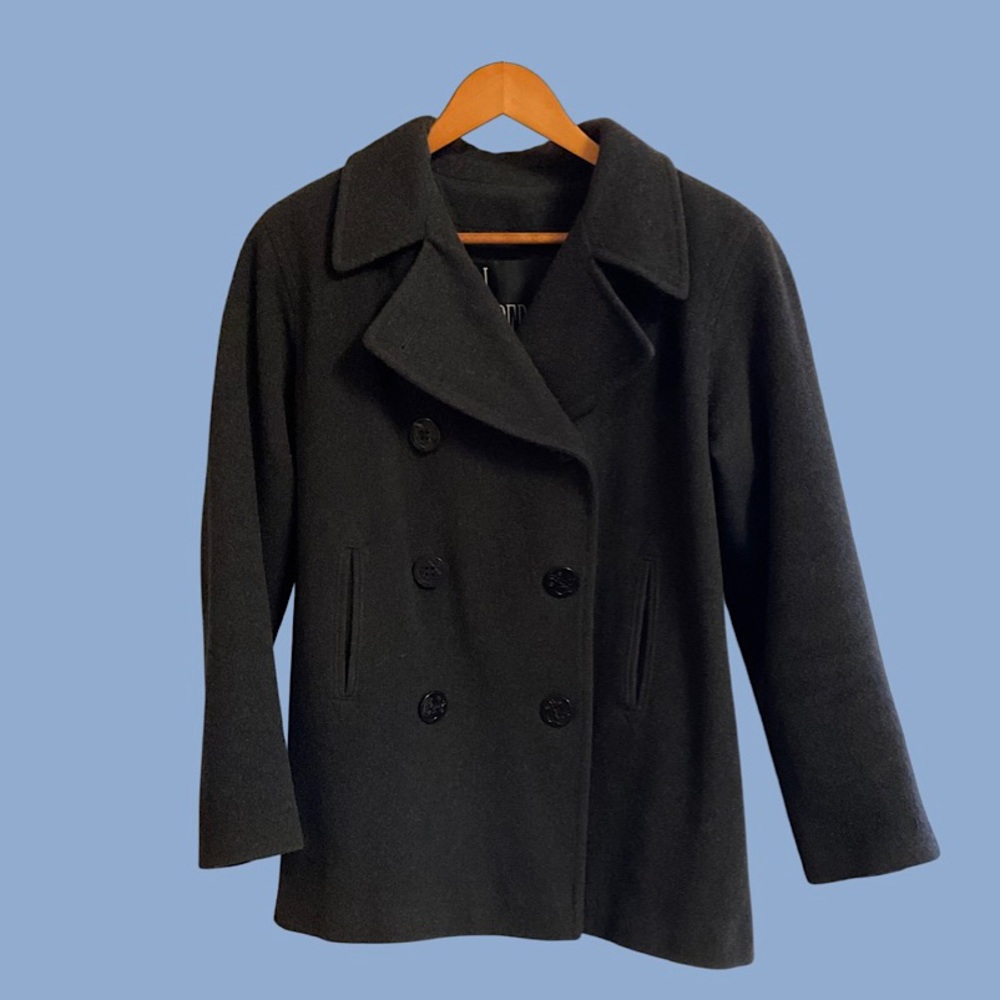 J. Percy Vintage Black Wool Pea Coat